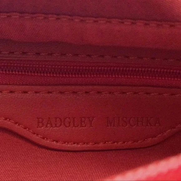 Badgley Mischka Red Ruched Leather Hobo - Picture 7 of 10